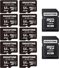 64GB 10-Pack Micro SD Card, 4K UHD Video, Surveillance Security Cam Action Camera Drone Professional, 90Mb/S Micro SDXC UHS-I A1 Class 10